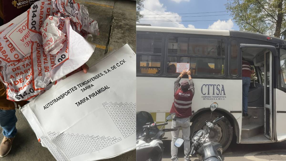 Retiran calcomanías de tarifa ilegal en transporte público del Valle de Toluca. Foto: Abadiel Martínez