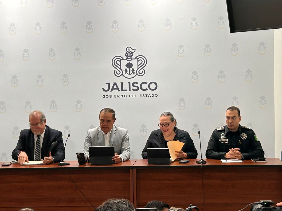 Rueda de prensa de seguridad de la Fiscalía de Jalisco. (Sergio Ortiz)