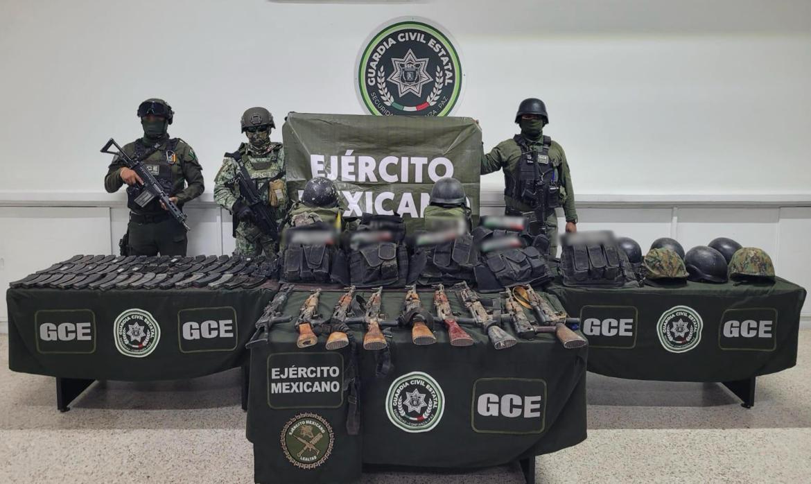 Aseguramiento de armas y equipo táctico en operativo en San Luis Potosí | Especial