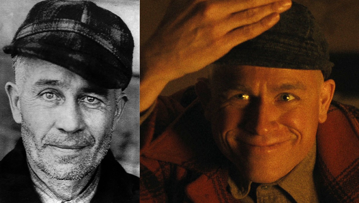 Ed Gein y Charlie Hunnam, el actor que interpreta al asesino.