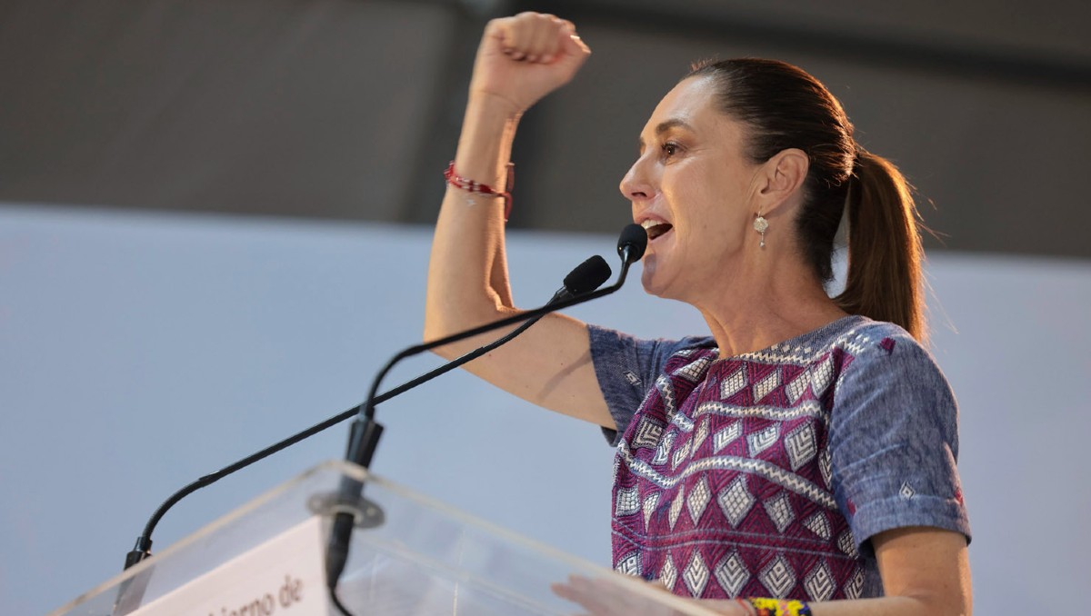 La presidenta Claudia Sheinbaum durante un evento público en Nayarit. | Foto: Presidencia
