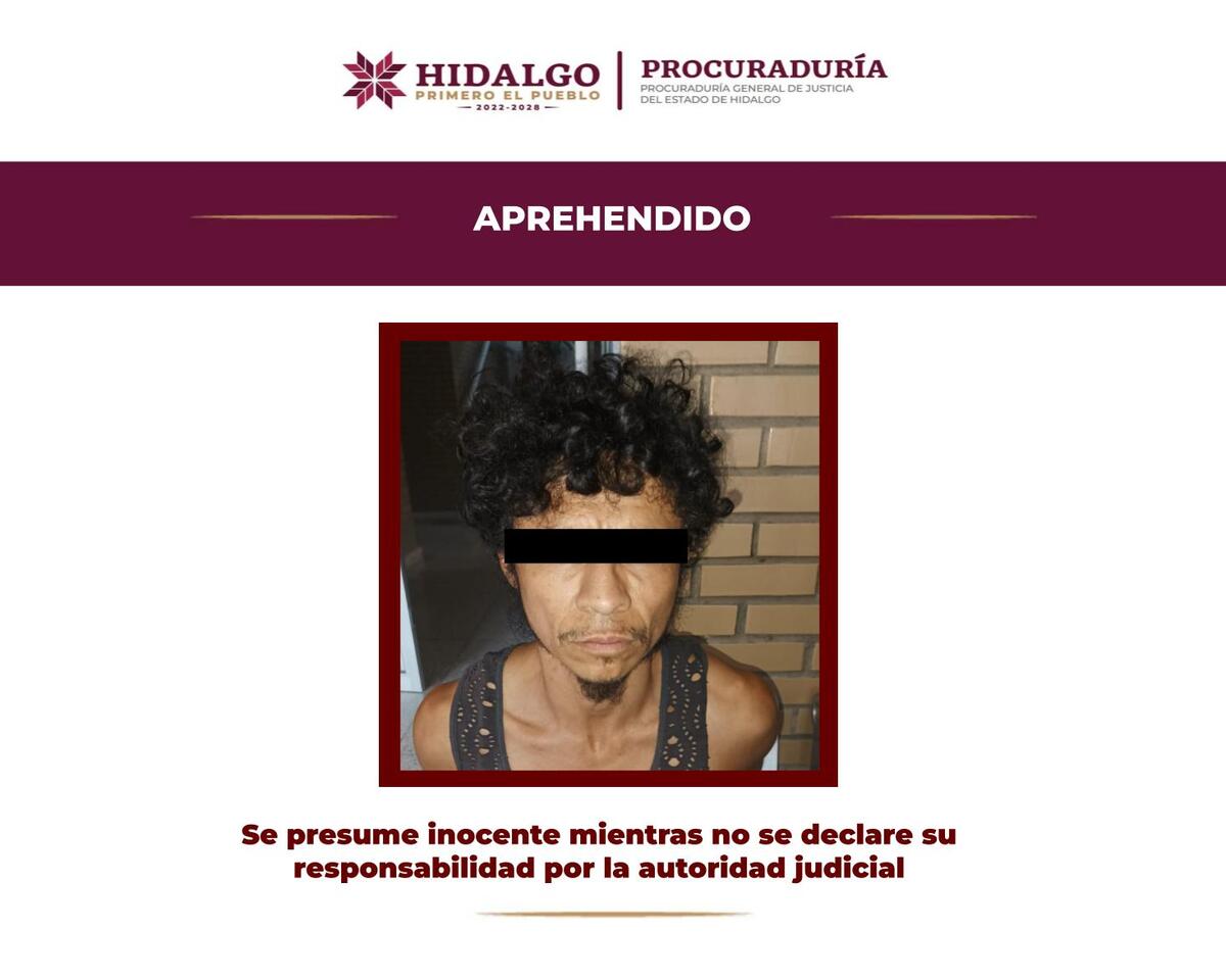 Presunto feminicida dije detenido en Hidalgo. (Cortesía)