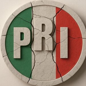 Logo del PRI fracturado, en alusión al debilitamiento del partido político