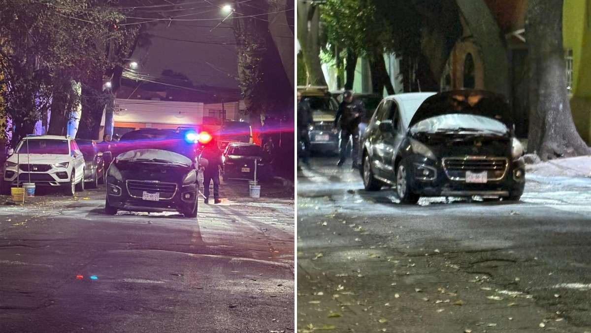 El vehículo se incendió en Azcapotzalco tras una persecución policial. | Enrique Luna