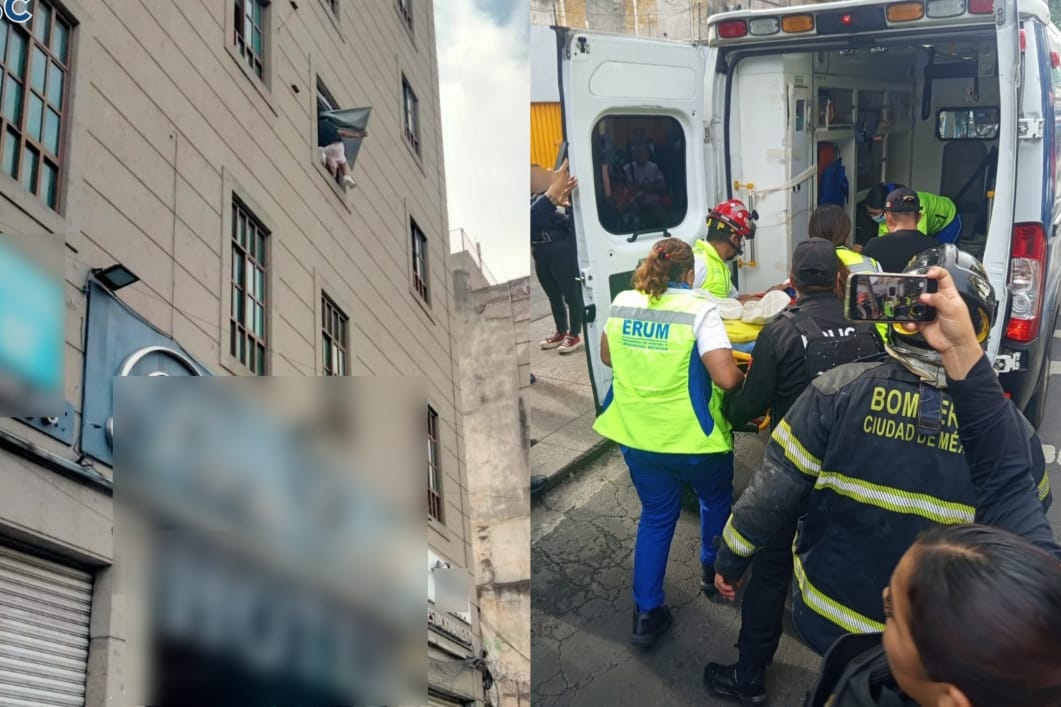 El hombre cayó sobre unos coches colocados estratégicamente.