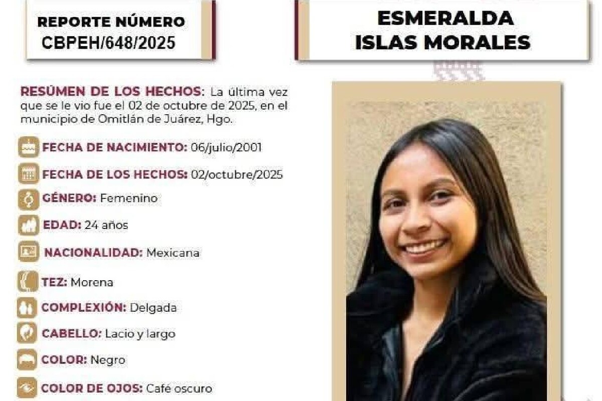 Esmeralda Islas fue vista por última vez la noche del 1 de octubre.