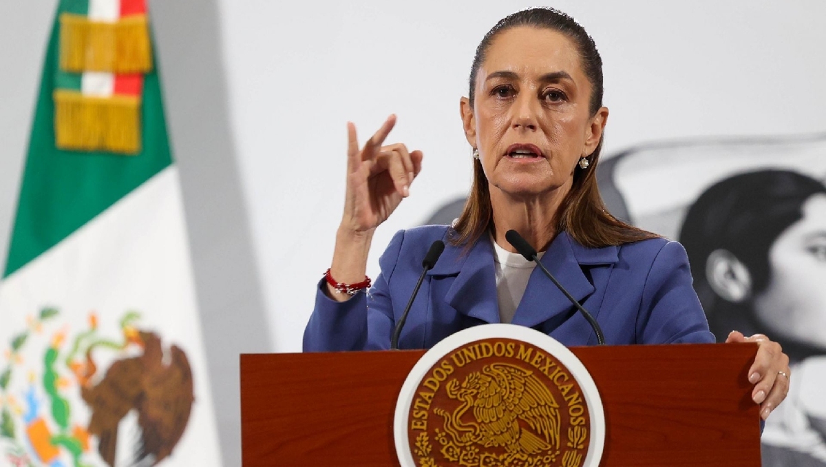La mandataria desde Palacio Nacional para su conferencia de prensa mañanera. | Cuartoscuro