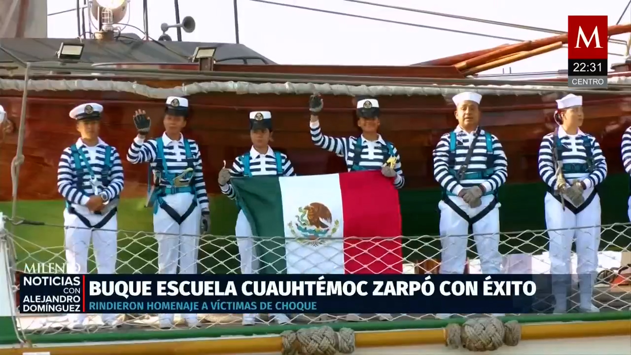 Buque Escuela Cuauhtémoc retoma viaje desde Nueva York tras accidente