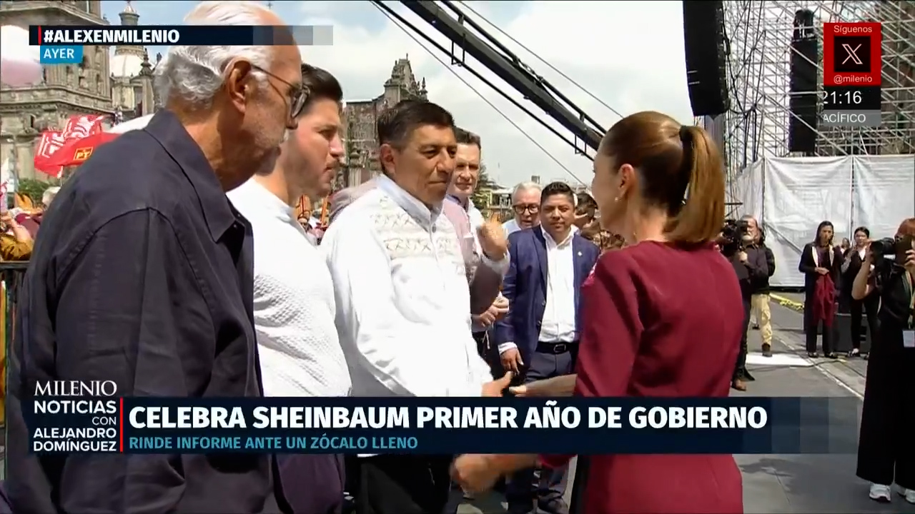 Sheinbaum celebra primer año de gobierno con Zócalo lleno y respaldo popular