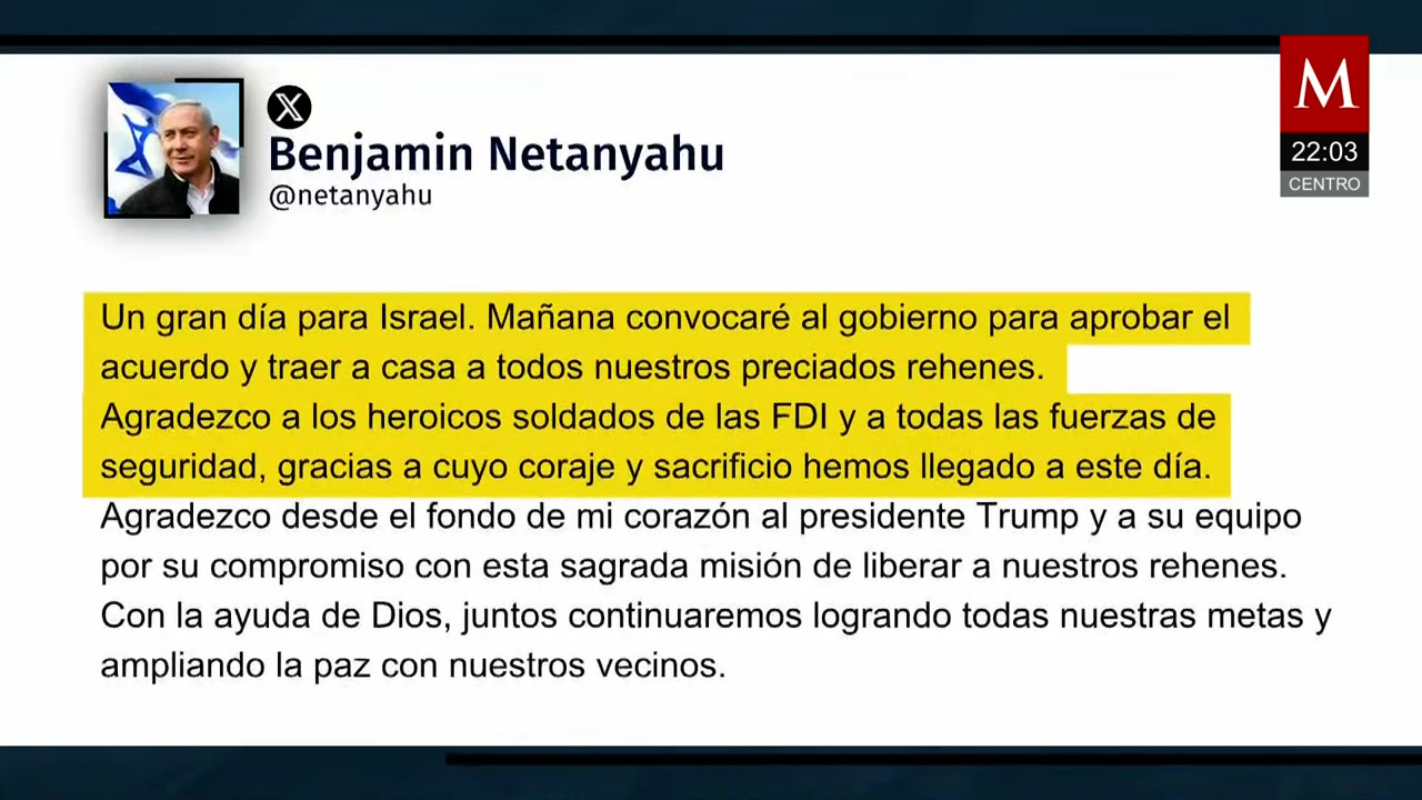 Netanyahu confía en que con ayuda de Dios regresarán los rehenes de Hamás