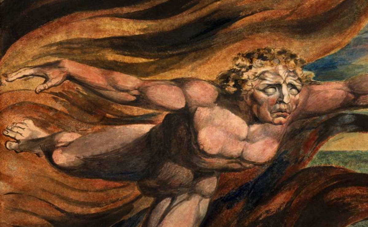 Detalle de ‘Los ángeles buenos y malos’, ilustración de William Blake, 1795. (Wikimedia Commons)