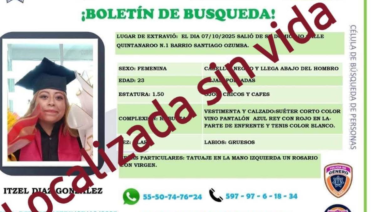 Itzel Díaz González, joven de 23 años, fue vista por última vez el martes 7 de octubre. Especial