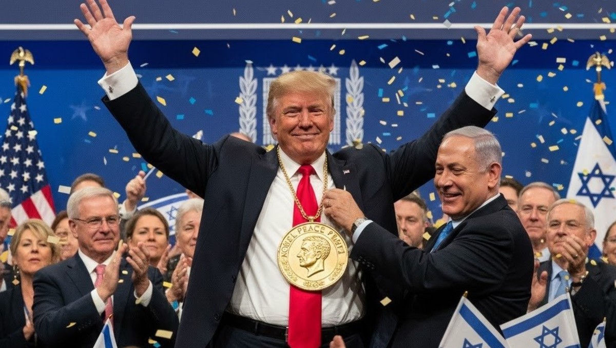 La cuenta de X del primer ministro de Israel compartió una imagen hecha con IA donde cuelgan la medalla del Nobel da Trump | Foto: @IsraeliPM