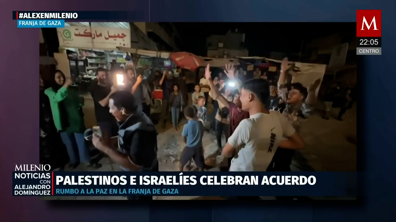 Palestinos e israelíes celebran juntos el acuerdo inicial de paz entre Israel y Hamás