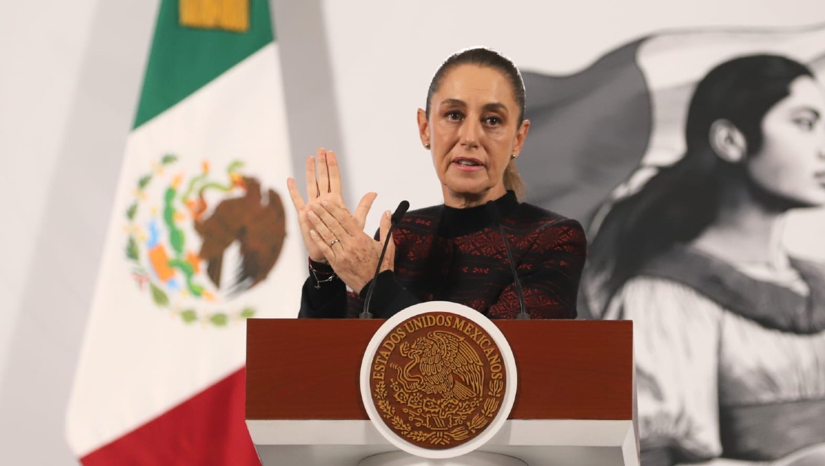 La presidenta Claudia Sheinbaum durante la conferencia matutina hoy 9 de octubre. | Foto: Javier Ríos