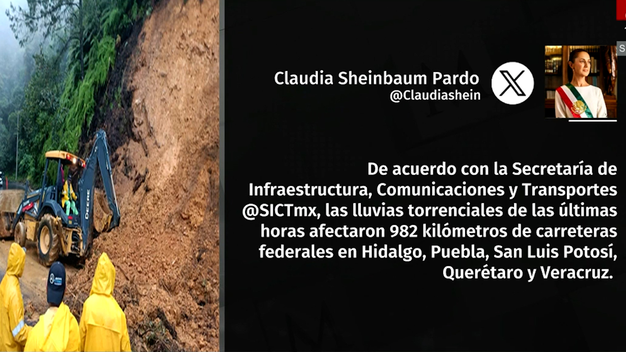Claudia Sheinbaum anuncia apoyo ante daños por lluvias y despeje de carreteras en el país