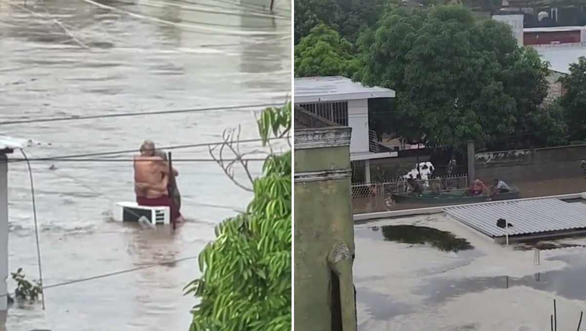 Los adultos mayores fueron captados mientras se resguardaban de las inundaciones en Poza Rica. | Especial