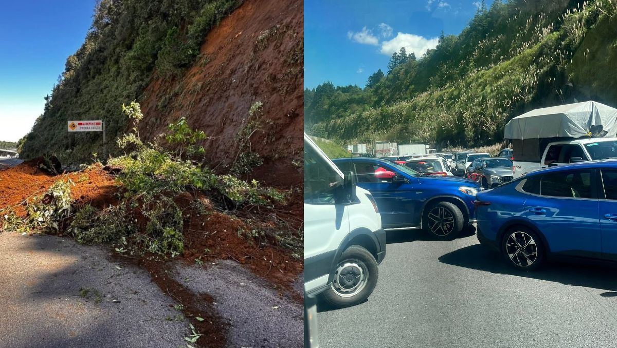 Reportan deslizamiento de tierra en zona La Venta, en la México-Toluca. Foto: (Especial)