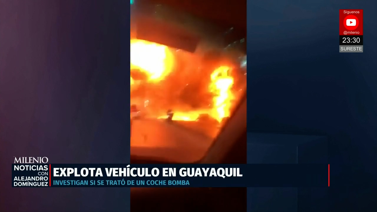 Camioneta en llamas afuera de centro comercial en Ecuador deja un taxista muerto