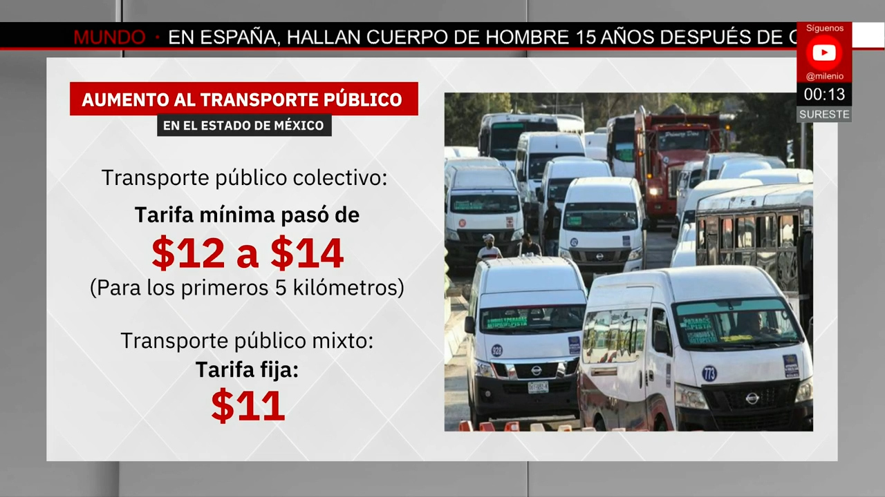 Aumenta el costo del transporte público en el Estado de México