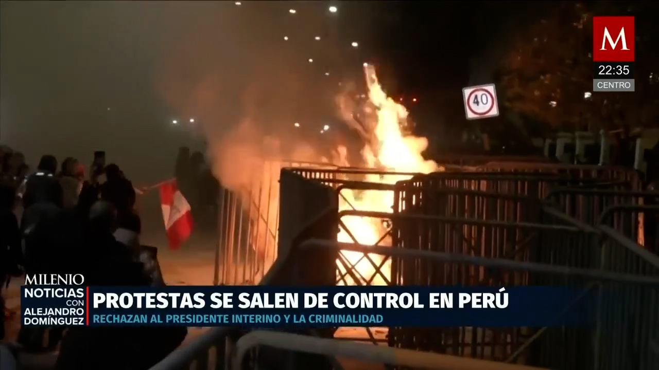 Protestas masivas en Lima generan vandalismo y represión contra presidente interino