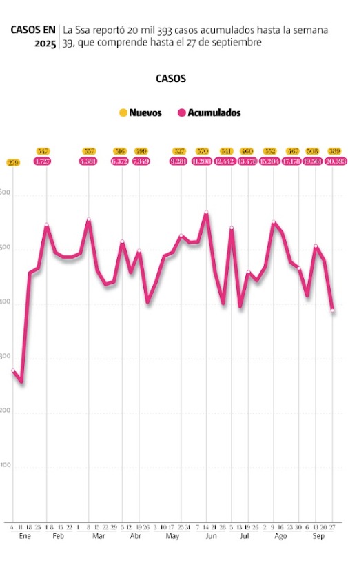 Casos acumulados de cáncer de mama en 2025