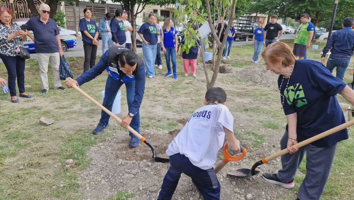 El edil realizó la plantación de ejemplares nativos en un parque de la colonia Industrias del Vidrio, cuarto sector. Orlando Maldonado
