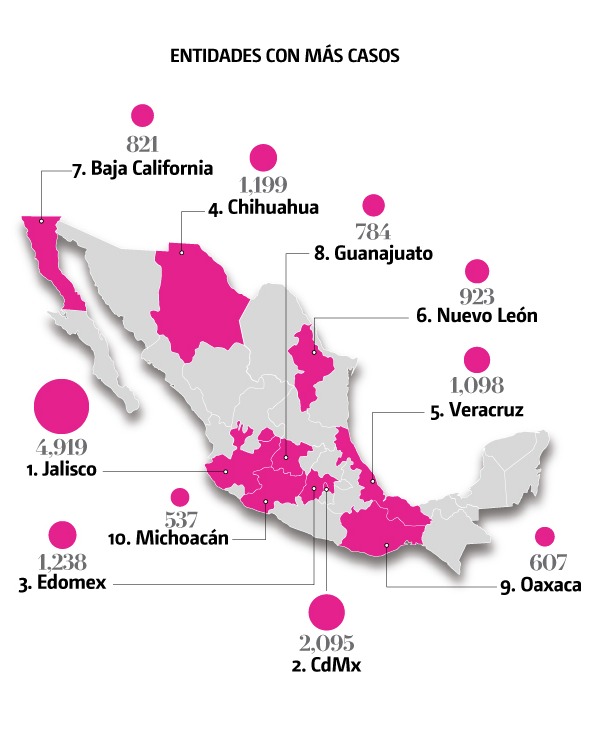Estados del país con más casos de cáncer de mama