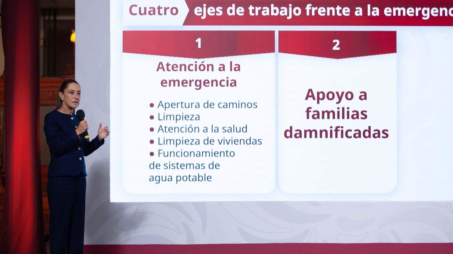Sheinbaum presenta 4 ejes para atender emergencias por lluvias
