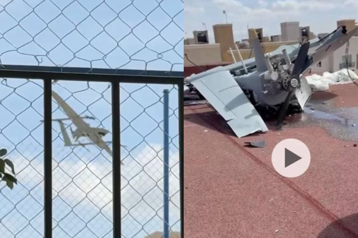 Vecinos captaron el momento en que la aeronave no tripulada se desplomó sobre una casa.