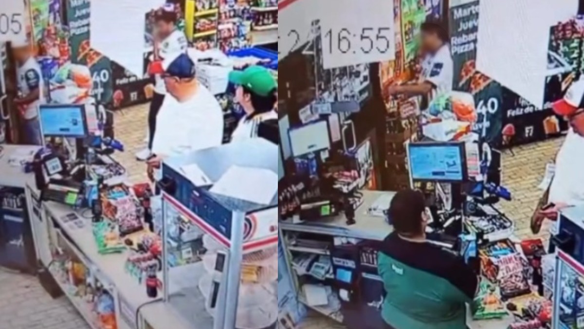 Cámaras de seguridad grabaron a varios jóvenes apoderarse de las bebidas. Foto: Especial