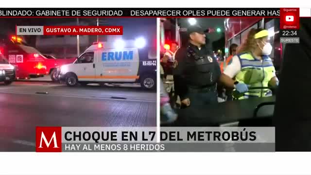 Choque en L7 del Metrobús deja 8 lesionados | Elisa Alanís, 21 de octubre de 2025
