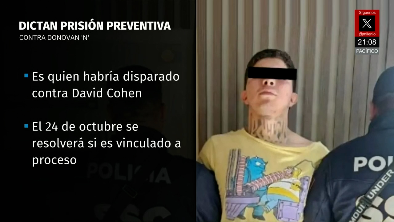Donovan 'N' recibe prisión preventiva por el homicidio del abogado David Cohen