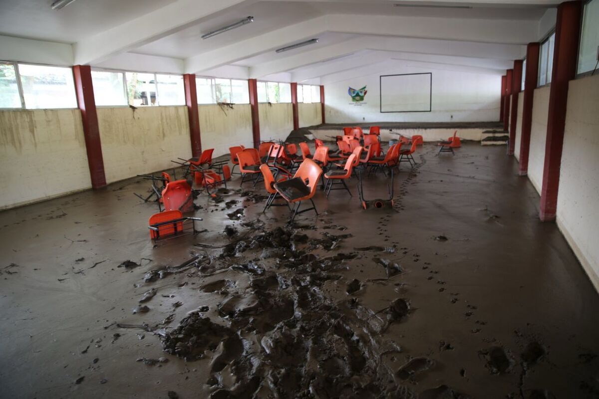 Escuelas dañadas por las lluvias en Hidalgo. (Cortesía)