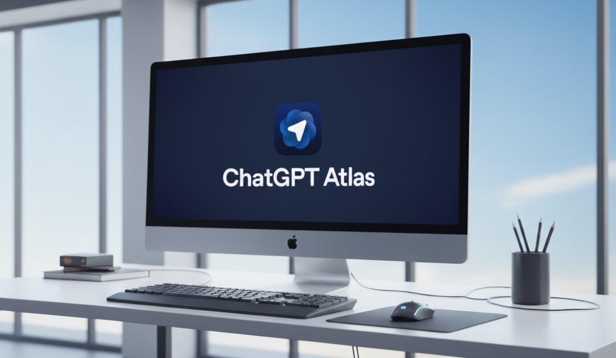 Imagen ilustrativa del navegador ChatGPT Atlas en una Mac | Creada con IA