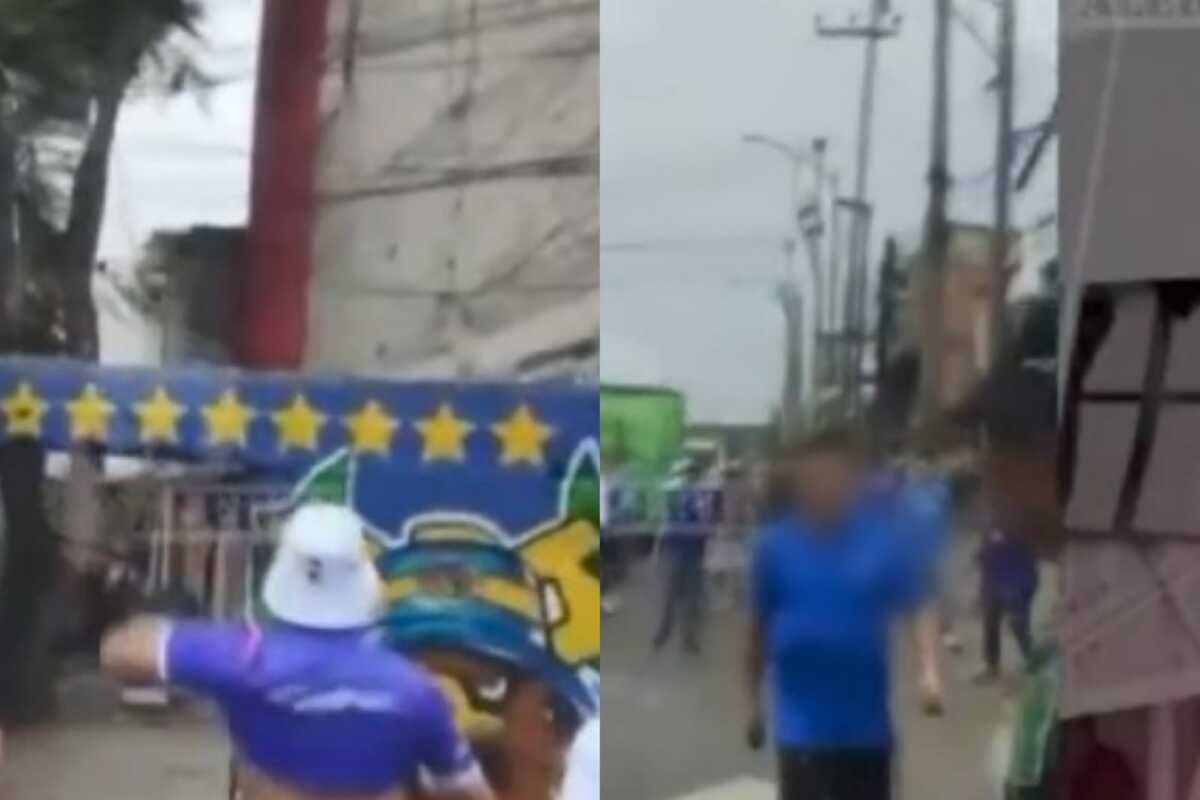 Los aficionados también vandalizaron una camioneta afuera del lugar.