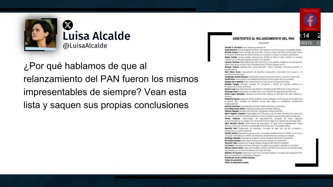 Luisa María Alcalde critica relanzamiento del PAN y cuestiona su estrategia política