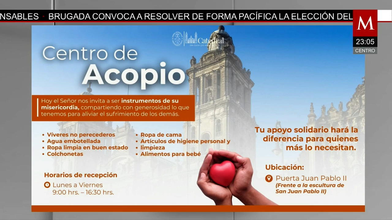 El centro de acopio de la Catedral CdMx amplía el periodo de recepción de víveres