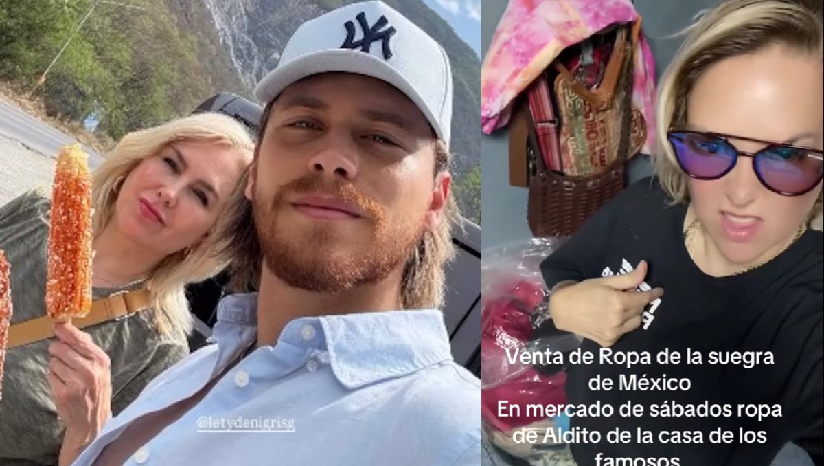 Mamá de Aldo de Nigris es captada vendiendo ropa en el tianguis.| FOTO. Archivo y Lety de Nigris