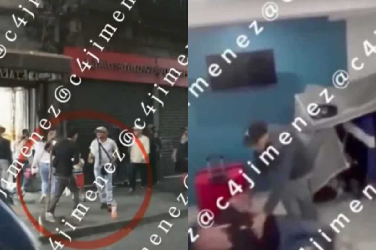 Los hombres fueron exhibidos golpeado a un comerciante del Centro Histórico.