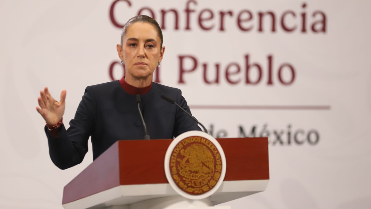 La mandataria el 23 de octubre para su conferencia de prensa en Palacio Nacional. | Javier Ríos