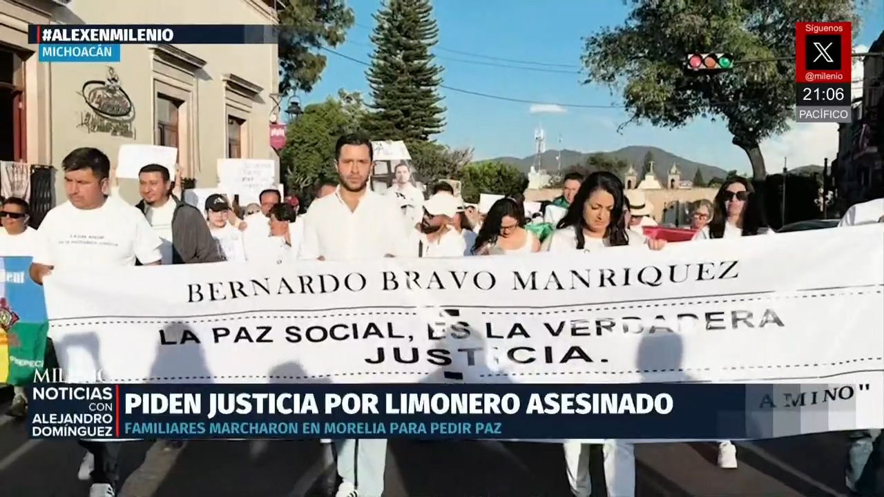 Familia del líder limonero Bernardo Bravo marchan en Michoacán