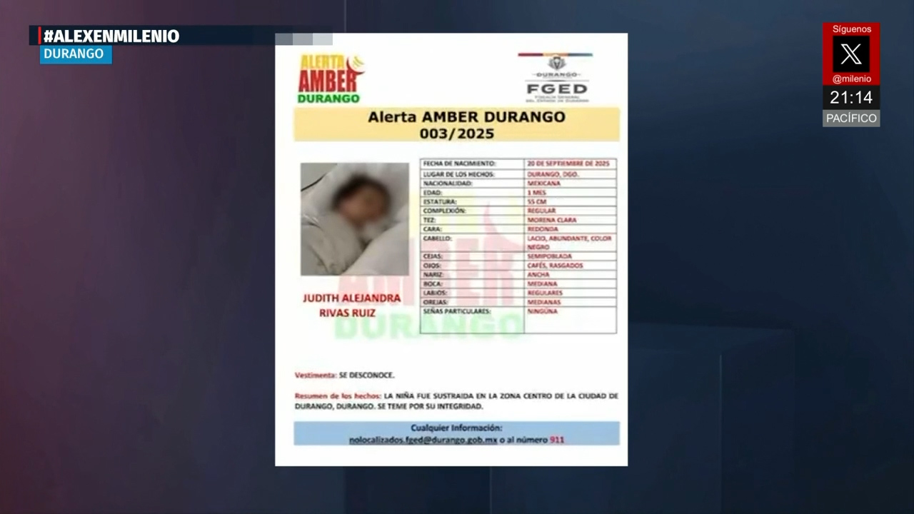 Rescatan con vida a la bebé Judith secuestrada en Durango