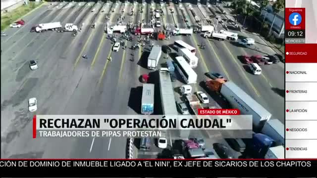 Trabajadores de pipas bloquean vías en Edomex contra la “Operación Caudal”