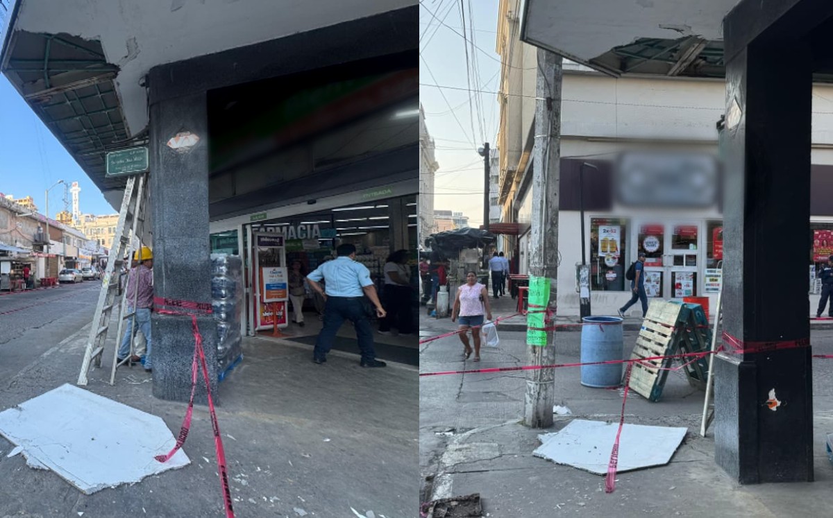 Cae techo de negocio en el centro de Tampico. | Alberto Cano