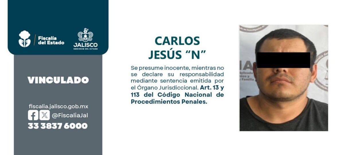 Vinculan a  presunto feminicida de menor de edad en Tlajomulco.  (Cortesía)