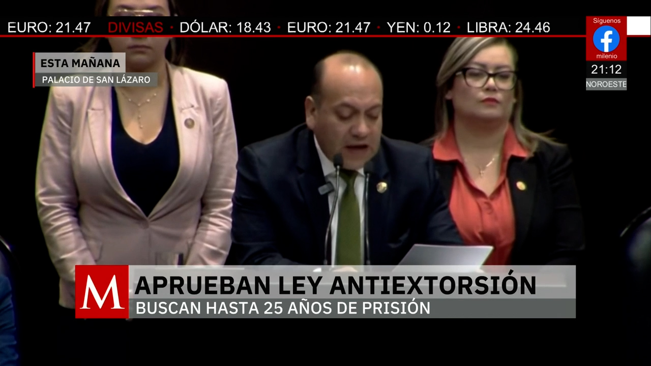 Nueva ley de extorsión aprobada con penas de hasta 25 años en México