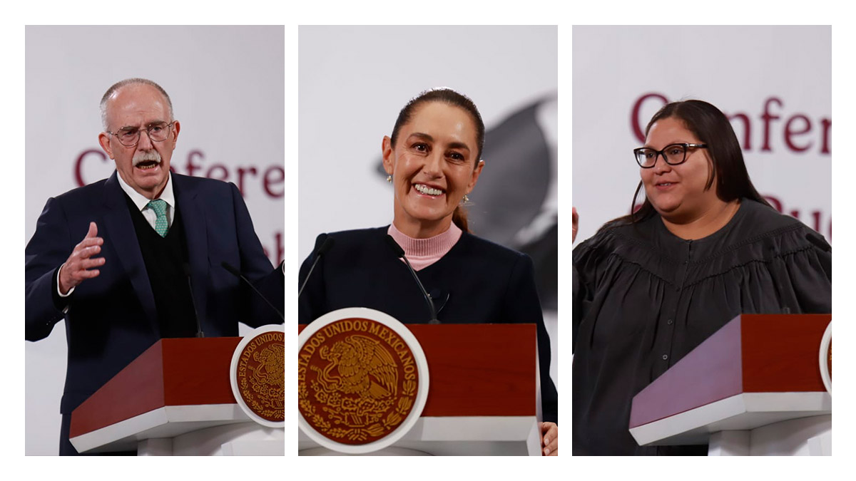 La presidenta Claudia Sheinbaum en La Mañanera del Pueblo desde Palacio Nacional. | Juan Carlos Bautista