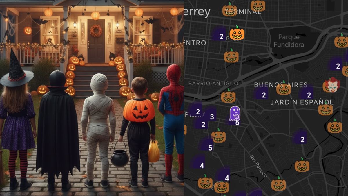 La aplicación 'Dulce Halloween' muestra las casas que darán dulces en el Área Metropolitana de Monterrey. | Especial