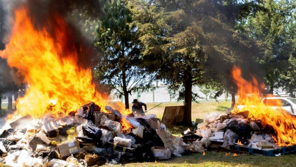 Fiscalías Federales en Edomex, Morelos y CdMx llevó a cabo la incineración de diversas drogas. Especial